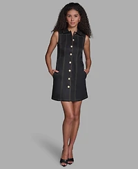 Bcbg Women's Sleeveless Button Front Mini Shirtdress