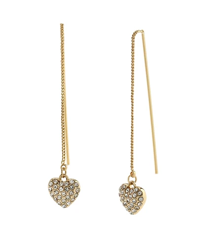 Steve Madden Faux Stone Crystal Heart Charm Threader Earrings