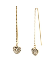 Steve Madden Faux Stone Crystal Heart Charm Threader Earrings