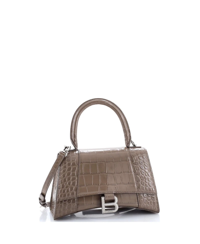 Pre-Owned Balenciaga Small Hourglass Top Handle Bag Embossed Leather