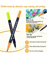 Htutwoo Dual Tip Markers, Gel Acrylic Paint Pen, Non Bleed Art Marker Set for Sketching, Drawing, Rock Painting, Journaling