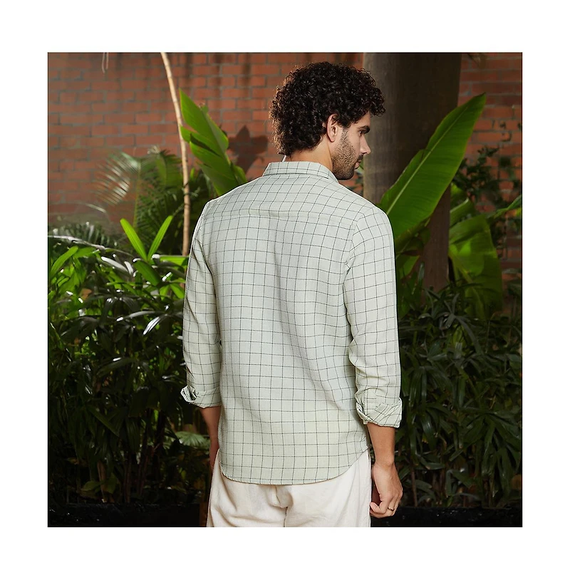 Campus Sutra Men's Ivory White Graph Check Shirt