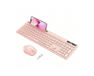 risokeys Wireless Keyboard And Mouse - Wireless Keyboard With Phone Holder, A Type C Receiver, Full - Size Combo, Pro Pc Computer