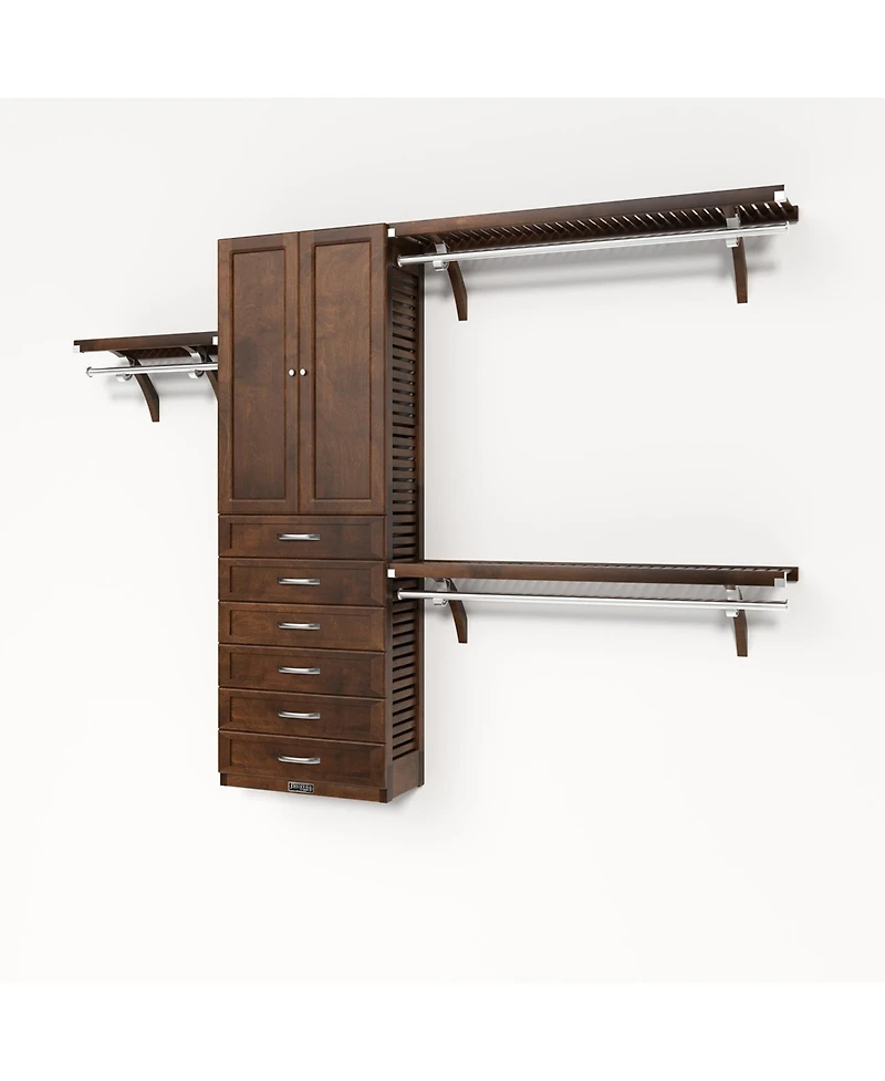 John Louis Home Solid Wood Reach-In Closet Organizer with 6 Shaker Style Drawers and Doors