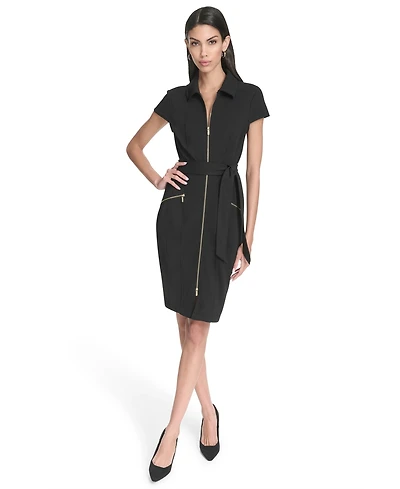 Halston Women's Front Zipper Short Dress