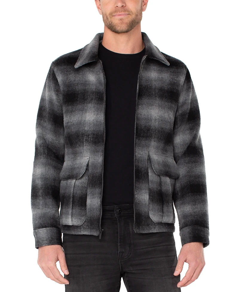 Liverpool Los Angeles Men's Zippered Plaid Jacket