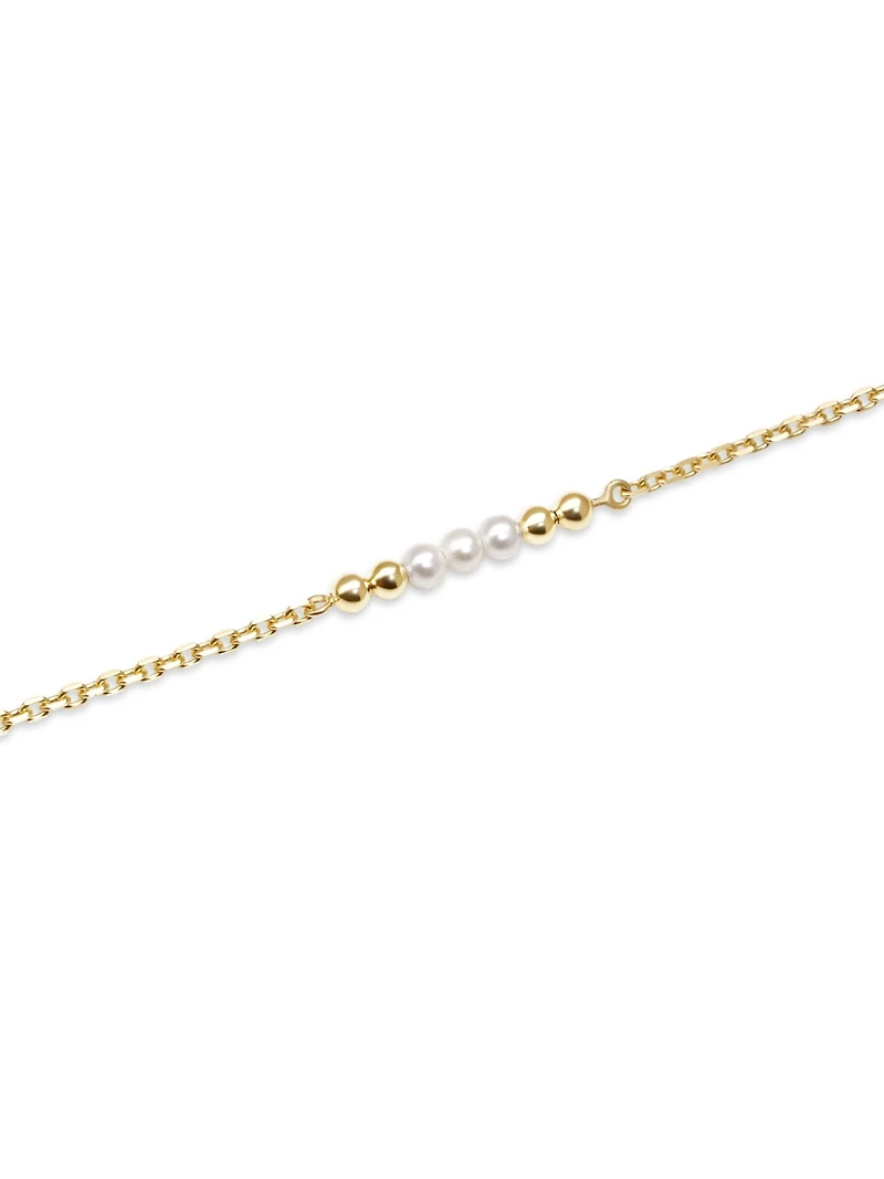 Devata Freshwater Pearl Necklace 14K Gold 16–18in Adjustable Chain Lightweight Gold Jewelry
