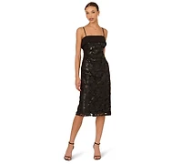 Adrianna Women's Pleather Lace Detail Midi Dress