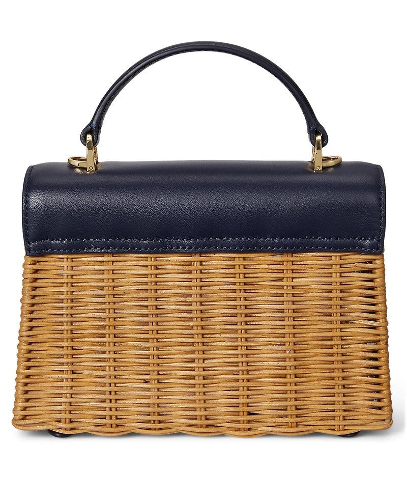 Lauren Ralph Lauren Farrah Small Rattan and Leather Satchel Bag