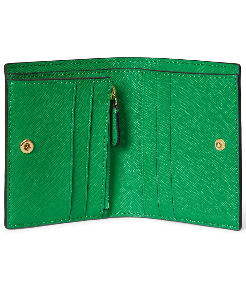 Lauren Ralph Crosshatch Leather Compact Wallet