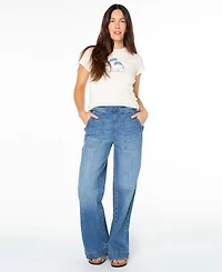 Roxy Women's Sea Plume Fixed Waist Denim Mid-Rise Jeans