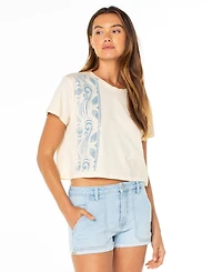 Roxy Women's Sealife Border Cropped Boxy Short-Sleeve T-Shirt