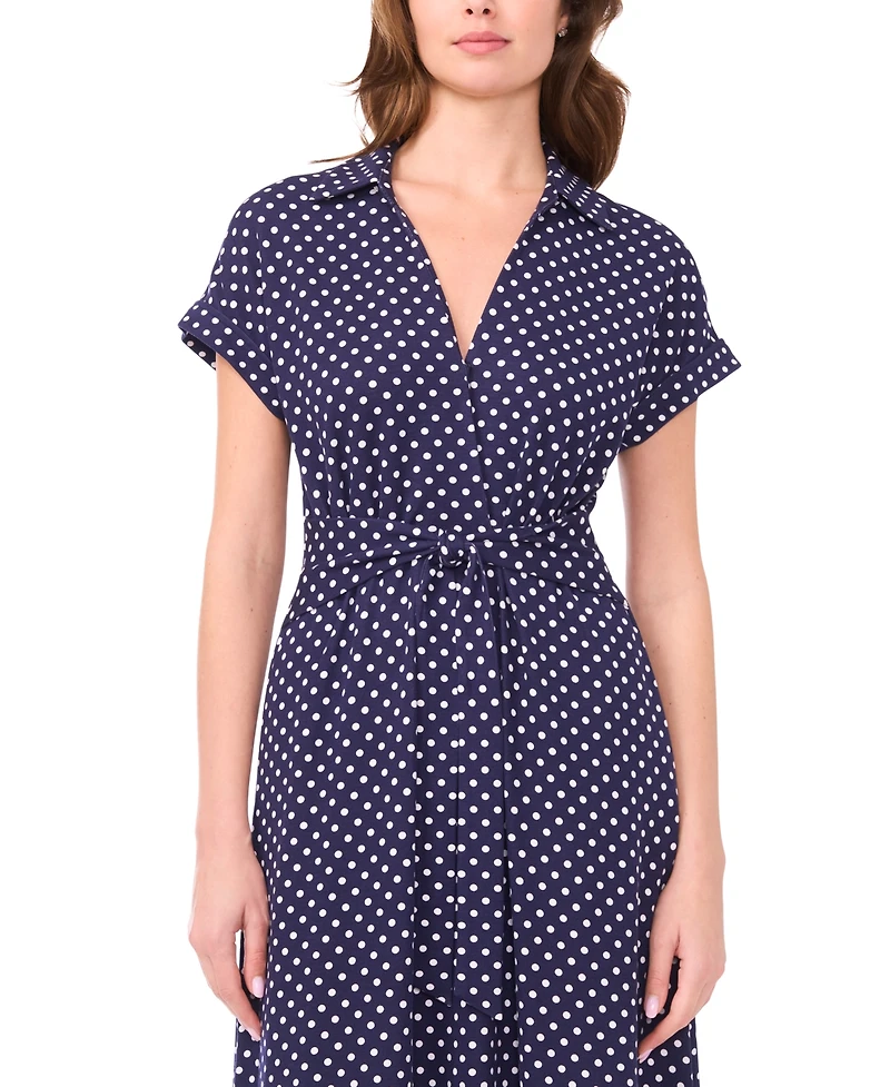 Msk Petite Belted Midi Shirtdress
