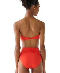 Kate Spade New York Womens Bandeau Top Ruched High Waist Bikini Bottoms