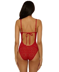 Becca Women's Color Play Crochet Plunge One-Piece Swimsuit