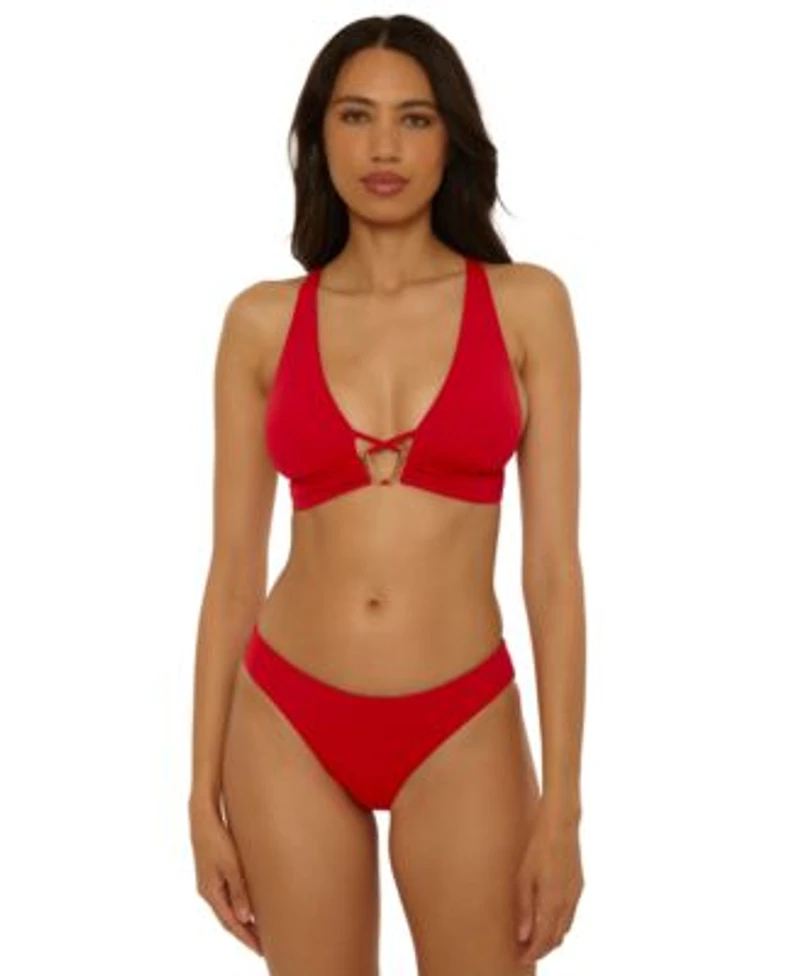 Becca Womens Riveria Seersucker Textured Top Hipster Bottoms