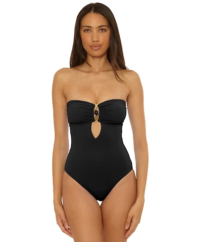 Becca Women's Rock Solid Gold Buckle One-Piece Swimsuit