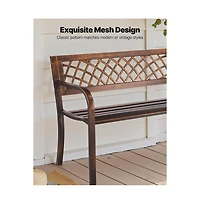 Sturdy Metal Garden Bench with Pvc Mesh Back Design