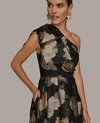 Donna Karan New York Women's One Shoulder Print Ball Gown