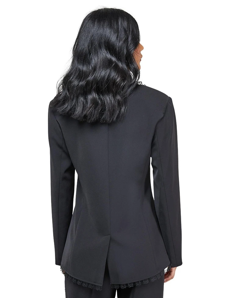 Warehouse Women's Oversized Lace Frill Trim Blazer