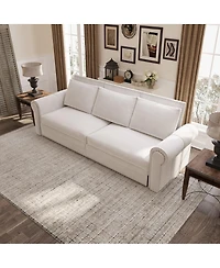 Maison Boucle 93.7" Velvet King Pull Out Sofa Bed, 3-in-1 Convertible Sleeper Couch with Chaise & Nailhead Trim for Living Room or Guest