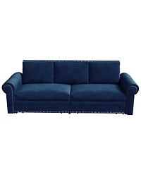 Maison Boucle 93.7" Velvet King Pull Out Sofa Bed, 3-in-1 Convertible Sleeper Couch with Chaise & Nailhead Trim for Living Room or Guest