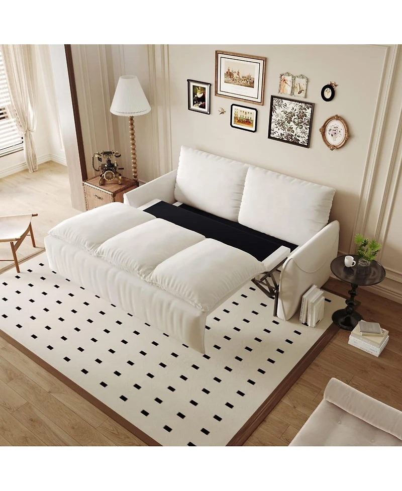 Maison Boucle 70.9" Pull Out Sofa Bed, 3-Seat Velvet Convertible Sleeper Couch with 2-in-1 Pillow Blanket Set for Living Room or Guest