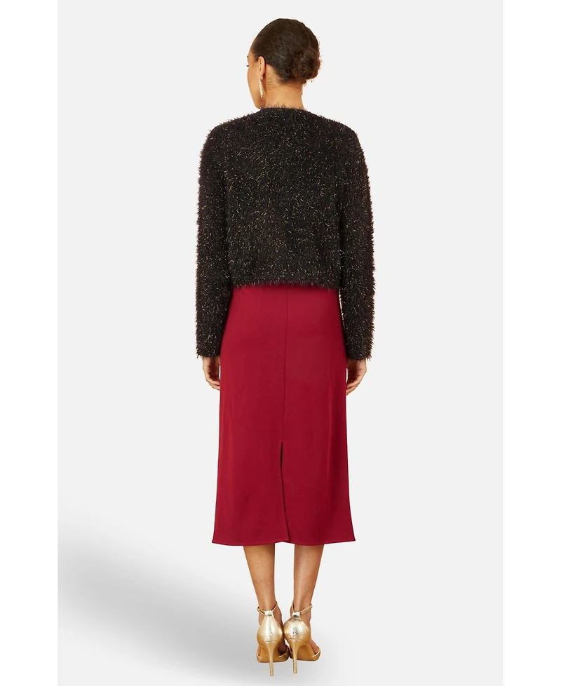 Yumi Women's Metallic Fluffy Eyelash Bolero