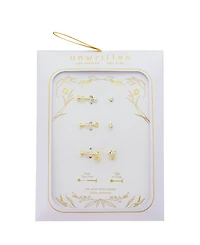 Unwritten Trio Cubic Zirconia and Mother of Pearl Flat Back Earrings Set