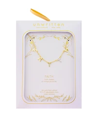 Unwritten Two Tone Faith Cubic Zirconia Cross Necklace with Extender