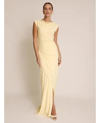 Six Stories Women's Cowl Gathered Short Sleeve Bridesmaid