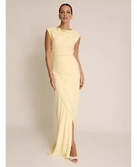 Six Stories Women's Cowl Gathered Short Sleeve Bridesmaid