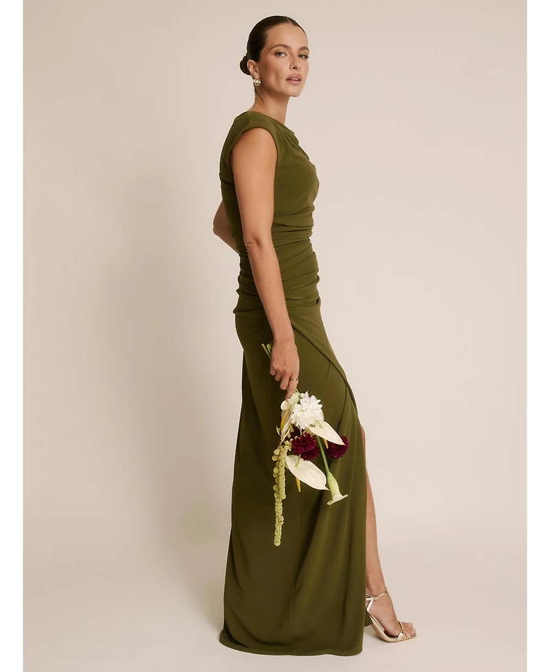 Six Stories Women's Cowl Gathered Short Sleeve Bridesmaid