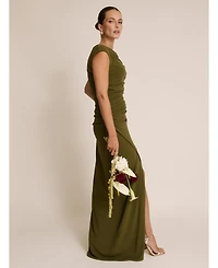 Six Stories Women's Cowl Gathered Short Sleeve Bridesmaid