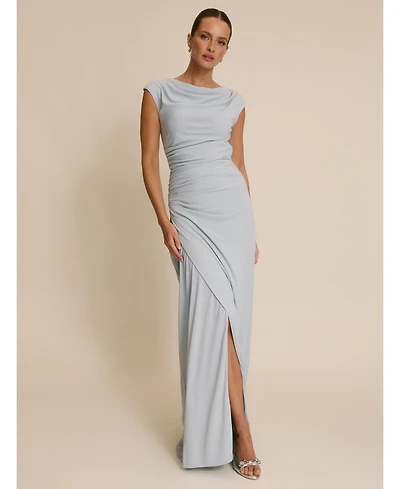 Six Stories Women's Cowl Gathered Short Sleeve Bridesmaid