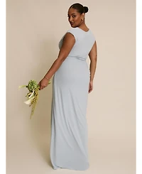 Six Stories Women's Cowl Gathered Short Sleeve Bridesmaid