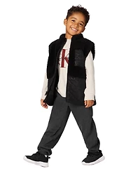Calvin Klein Boys 2T-7 3-Piece Stand Collar Vest, T-Shirt and Joggers Set