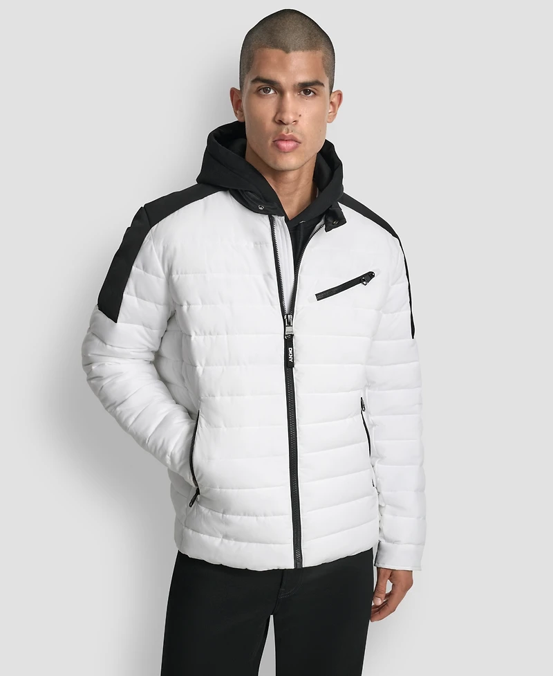 Dkny Men's Moto Quilted Puffer Jacket