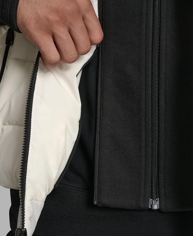 Dkny Men's Hooded Quilted Bomber Puffer Jacket