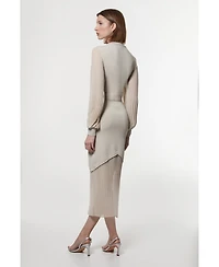 Karen Millen Women's Woven Sleeved Pleated Dress