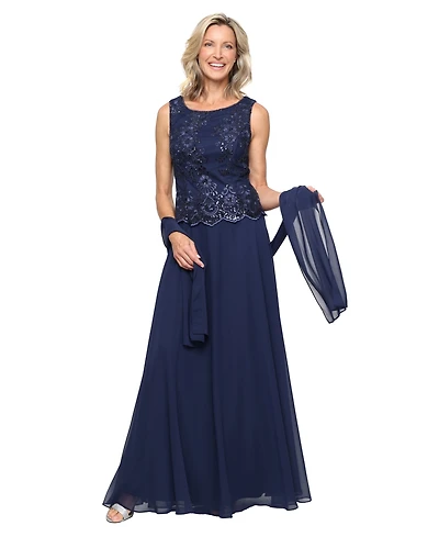 Alex Evenings Women's Boat Neck Embroidered Dress