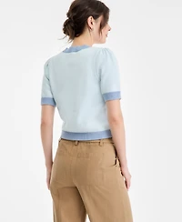 On 34th Colorblocked Short-Sleeve Sweater, Macy's Exclusive