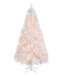 National Tree 7' Winchester White Pine Hinged Tree with Silver Glitter and 450 Clear Lights