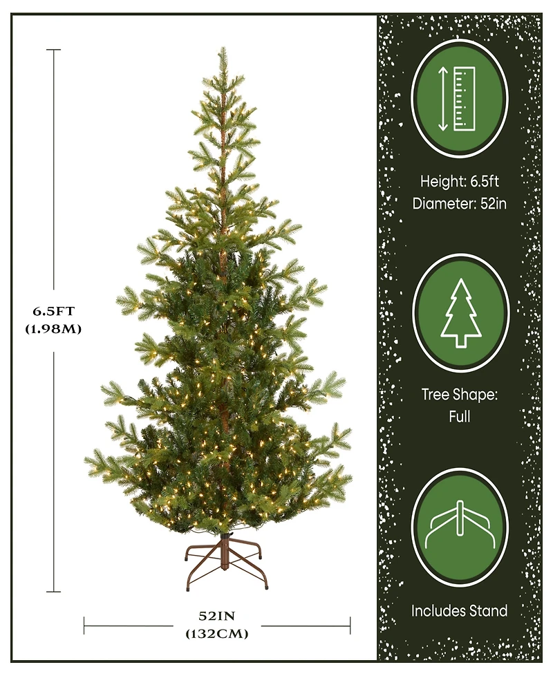 National Tree Company 6.5' Feel Real Norwegian Spruce Hinged Tree with 650 Clear Lights