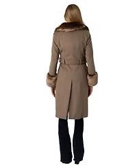 Via Spiga Belted W/Faux Fur Collar & Cuff