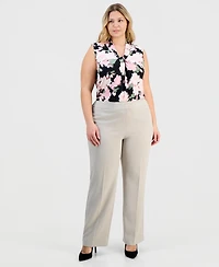 Kasper Plus High-Rise Straight-Leg Pants