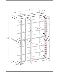 Palace Imports 100% Solid Wood 48.5" Pantry China Cabinet with Clear Glass Doors & Adjustable Shelves