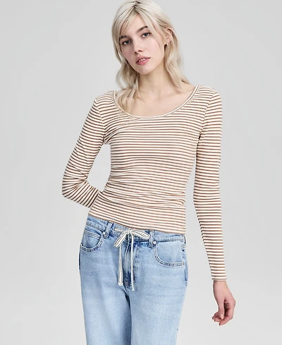 And Now This Women's Striped Double-Scoop Top, Macy's Exclusive