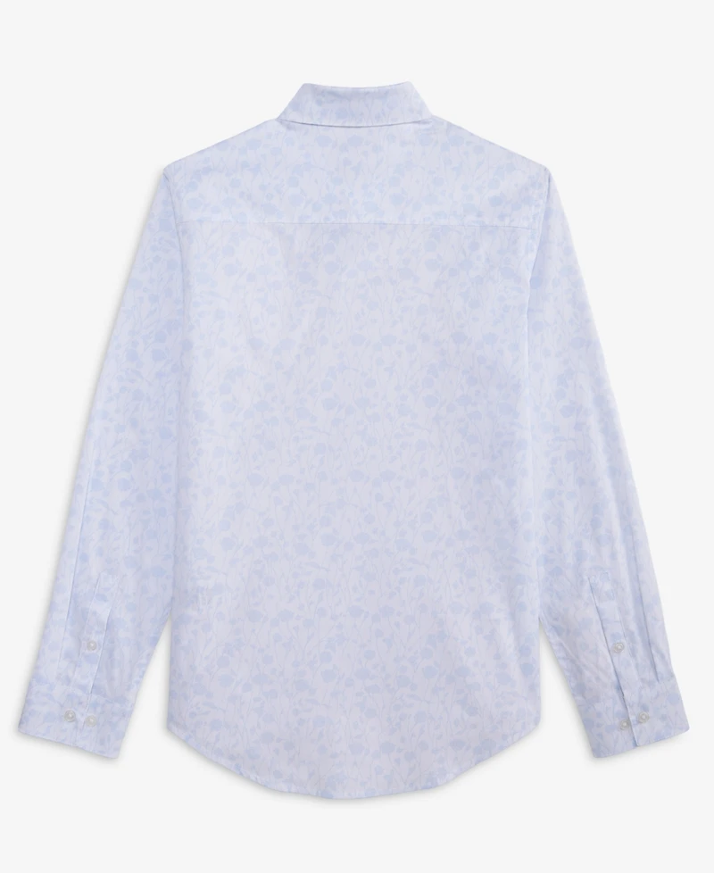 Calvin Klein Boys' 8-20 Dotted Floral Print Dress Shirt