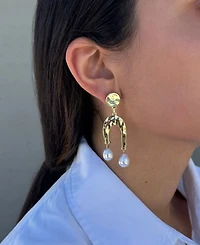 Adornia Gold Faux Pearl Statement Earrings